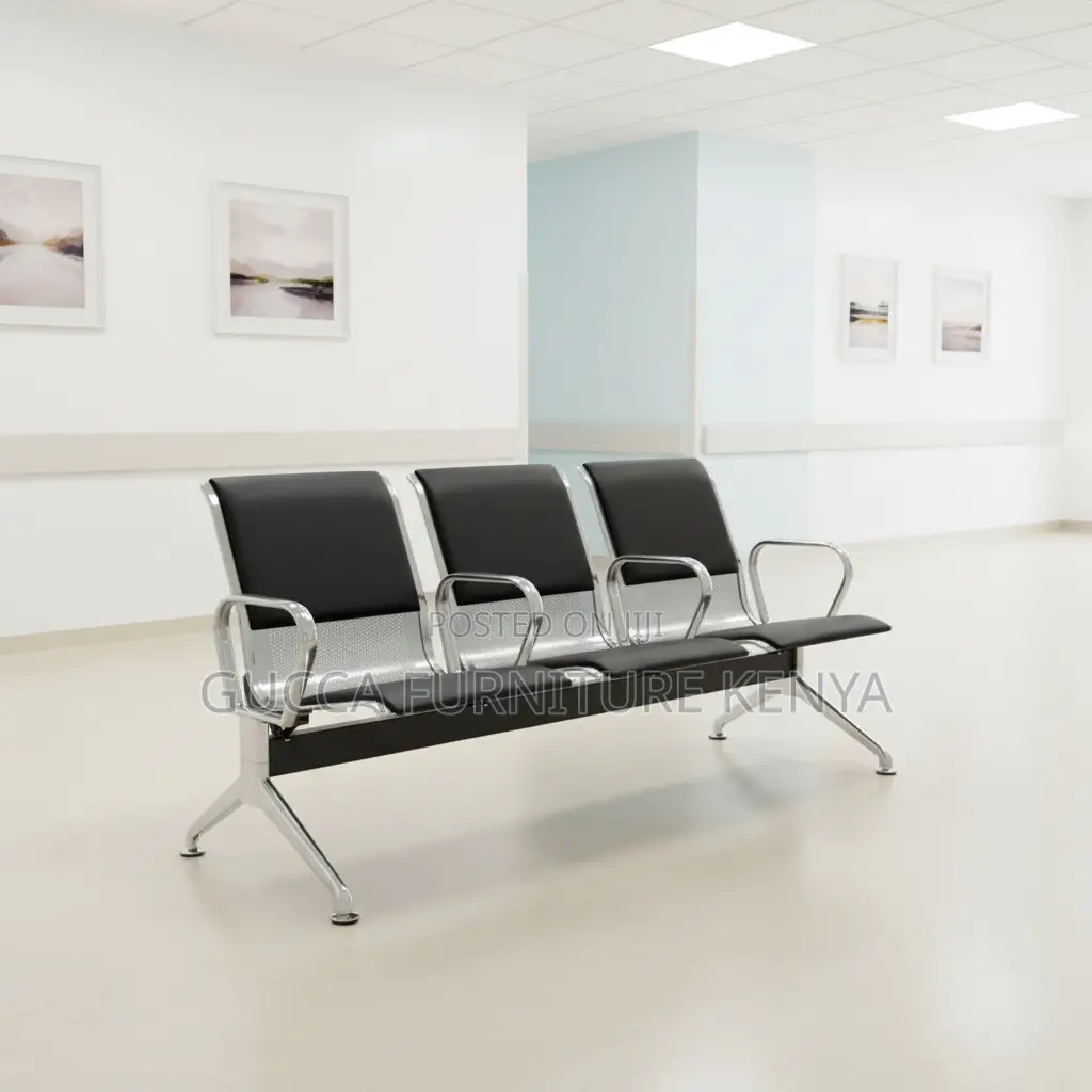 3-link Leather Cushioned Reception Waiting Bench