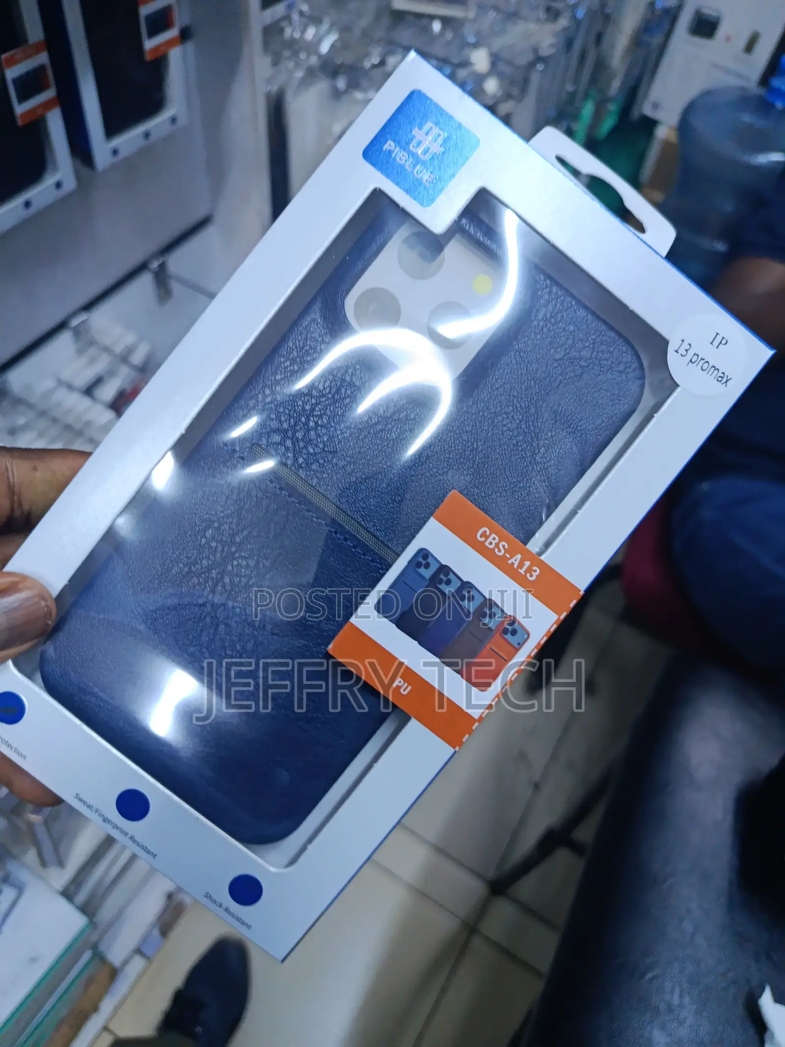 Lugon Piblue CBS-A13 Leather-Textured Case for iPhone 13 Pro Max -Blue