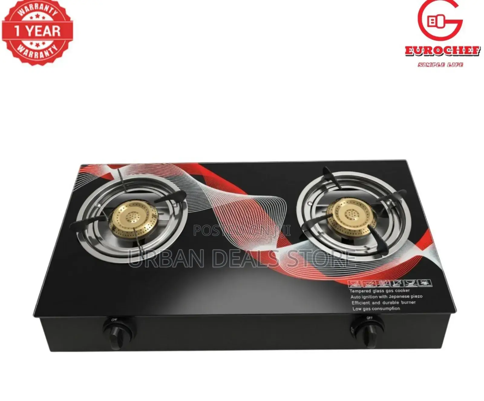 Eurochef 2 Burner Glass Top Cooker