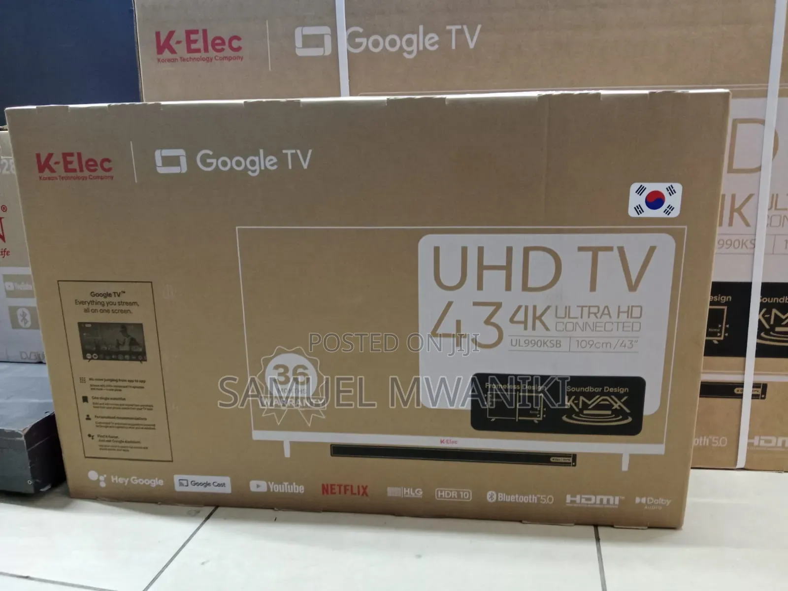 K-Elec 43" Google Smart Tv Uhd With Inbuilt Soundbar New Model