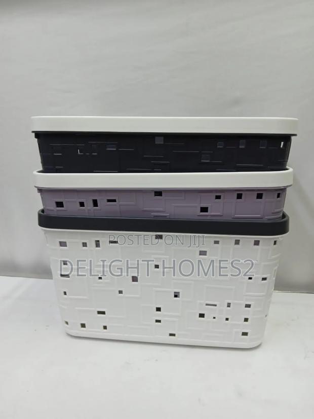 Large Binded Plastic Storage Basket_elk - main view