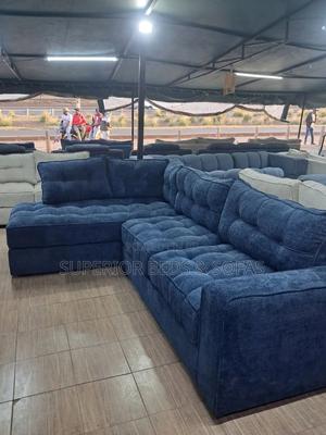 Modern Blue L-Shaped Sofa - main view