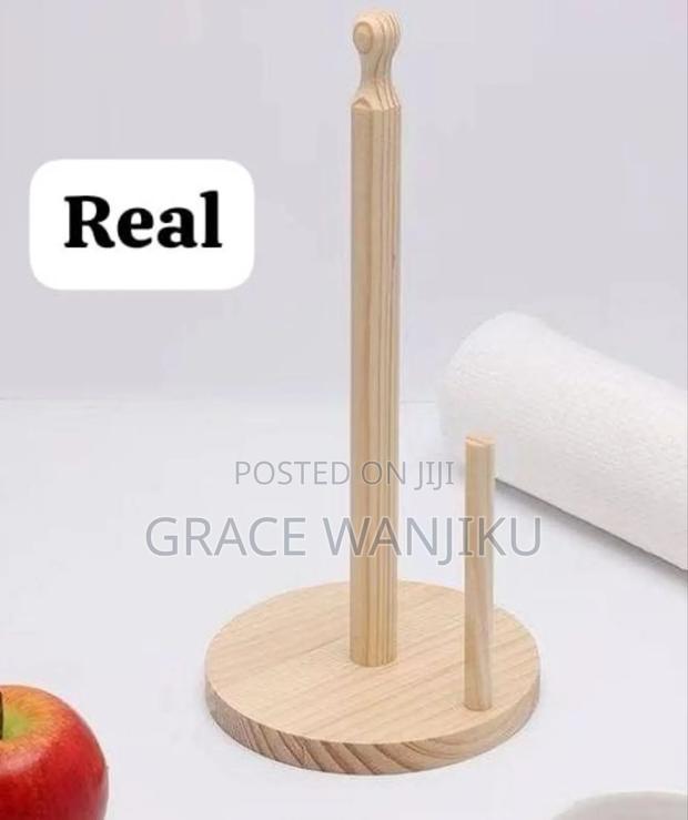 Bamboo Wooden Kitchen Towel or Tissue Holder - thumbnail 2