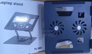 Yl-906 Aluminum Laptop Stand a 360-Degree Base and Dual Cooling Fans