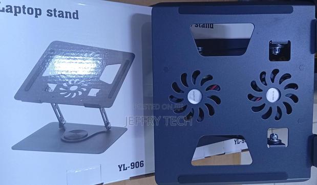 Yl-906 Aluminum Laptop Stand a 360-Degree Base and Dual Cooling Fans