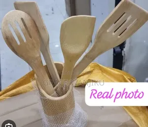 4pc Bamboo Cooking Spoons + Holder