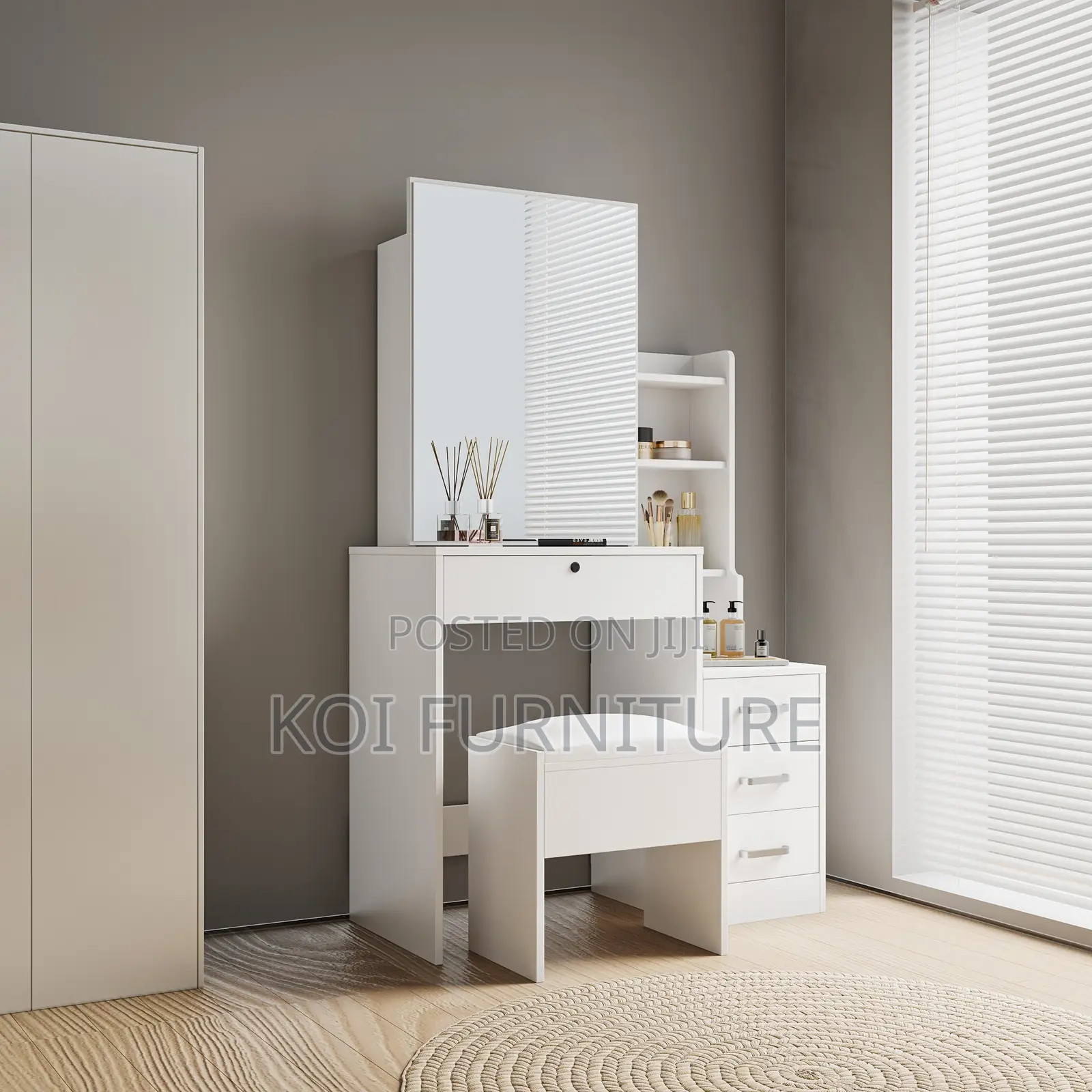 Dressers; White Elegant Vanity Dreessing Table With Sliding Mirror