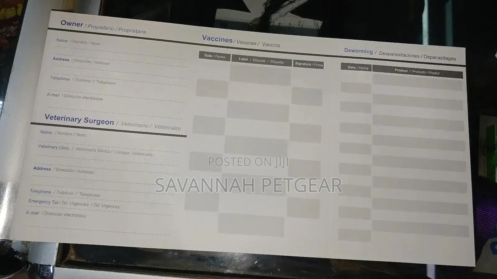 Dog Cat Identification and Vaccination Certificate Template Card