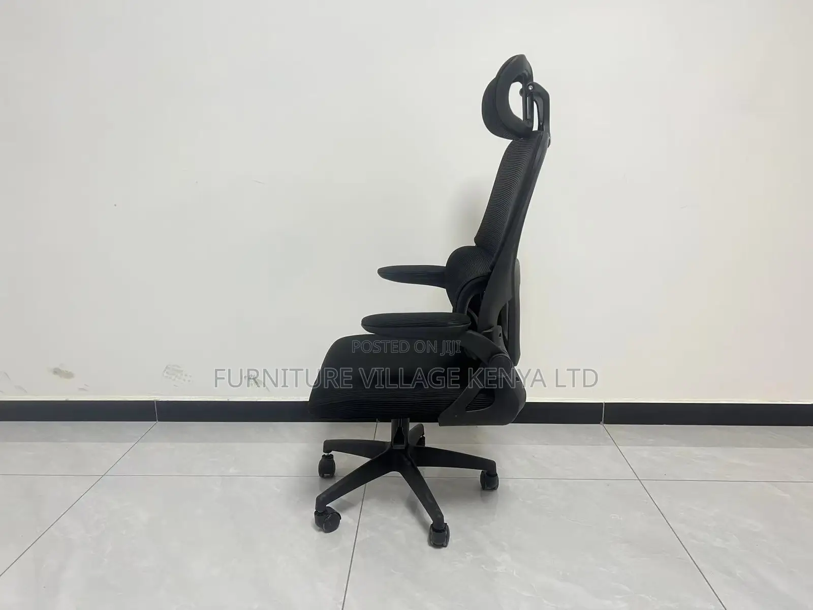 Office Chair; Black Ergonomic Office Chair With Flip Arms