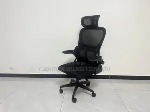 Office Chair; Black Ergonomic Office Chair With Flip Arms