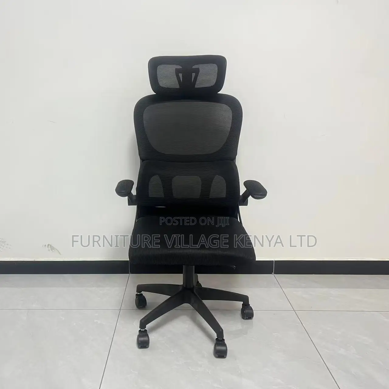 Office Chair; Black Ergonomic Office Chair With Flip Arms