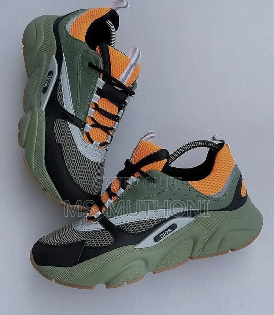 Dior B22 Sneakers in the Khaki and Orange Colorway 40-45