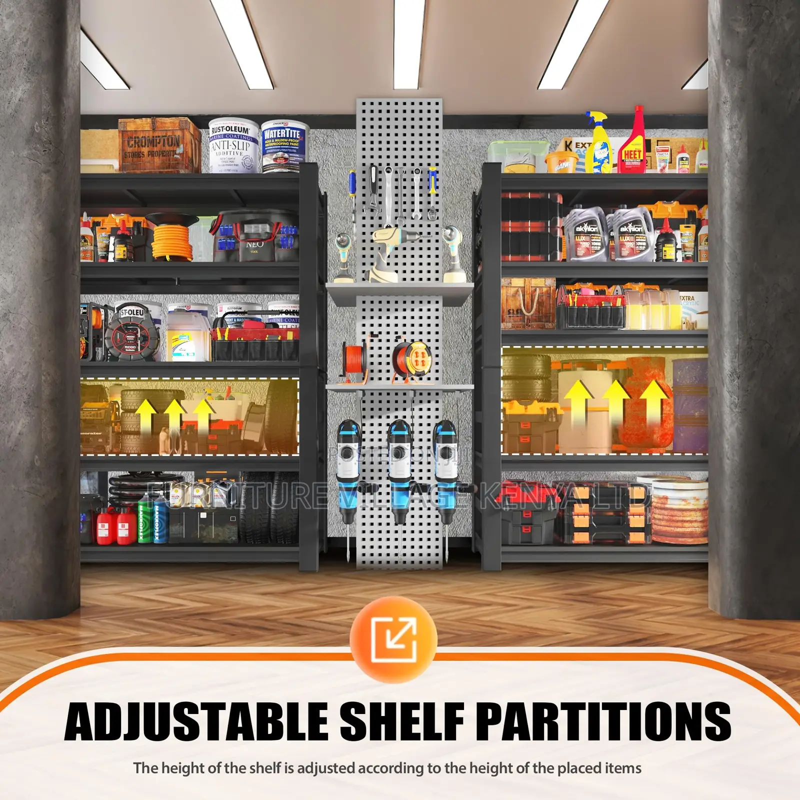Office Shelf; 5-tier Metallic Adjustable Shelves Office Shelf