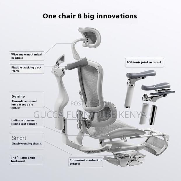 White Orthopedic Mesh Chair With Footrest - thumbnail 3