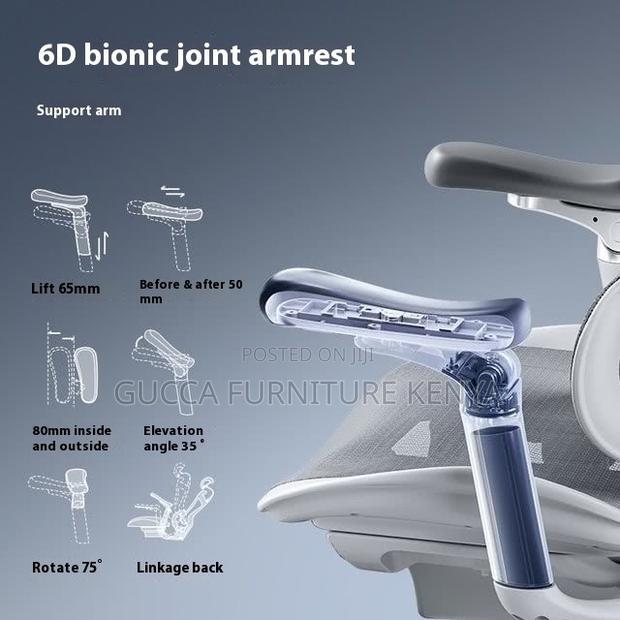White Orthopedic Mesh Chair With Footrest - thumbnail 8