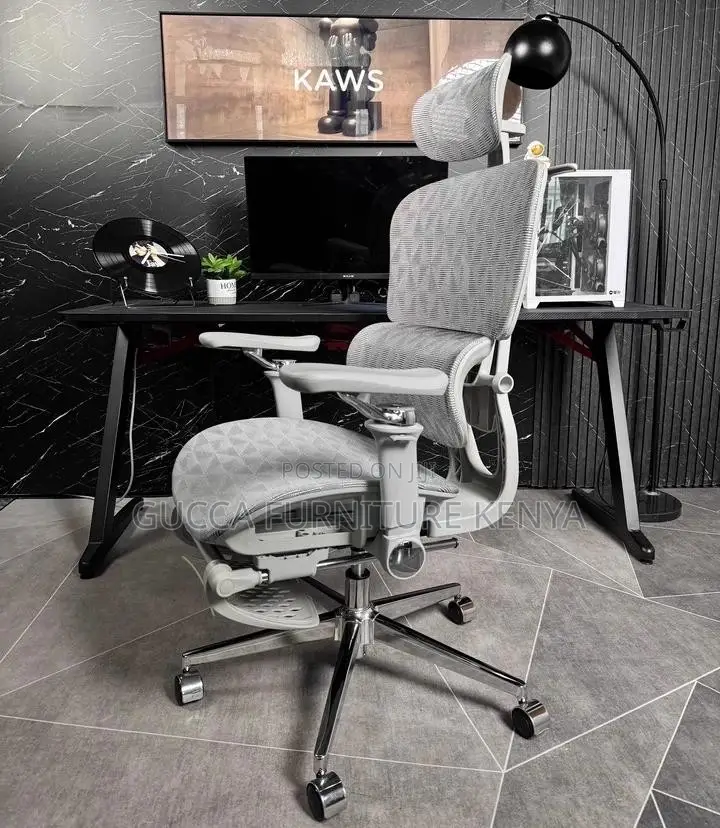 White Orthopedic Mesh Chair With Footrest