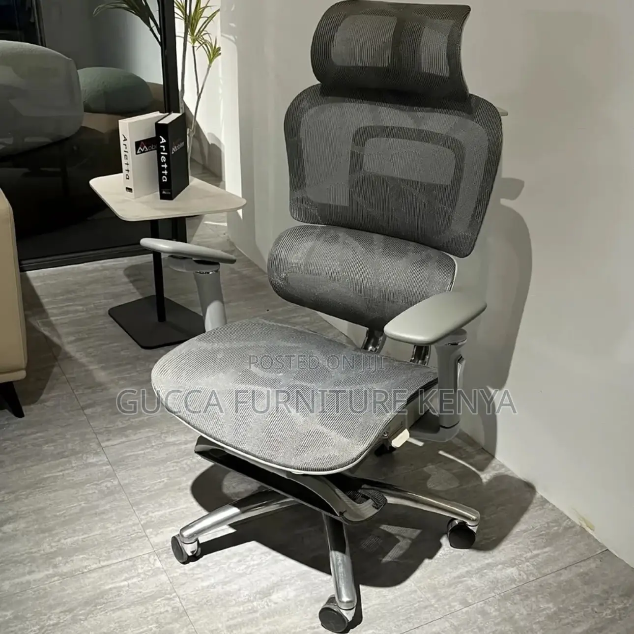 White Orthopedic Mesh Chair With Footrest