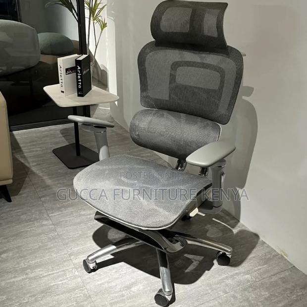 White Orthopedic Mesh Chair With Footrest - thumbnail 12