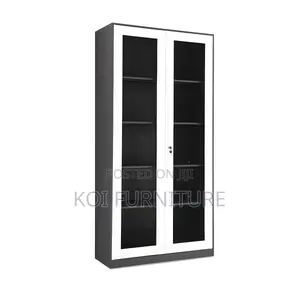 Office Cabinet; Two Doors Steel Cabient With Glass Clear Cabinet