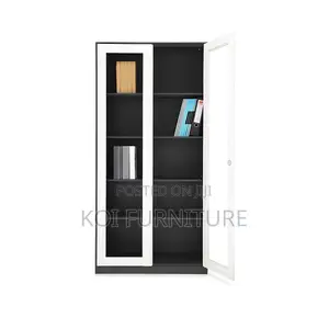 Office Cabinet; Two Doors Steel Cabient With Glass Clear Cabinet