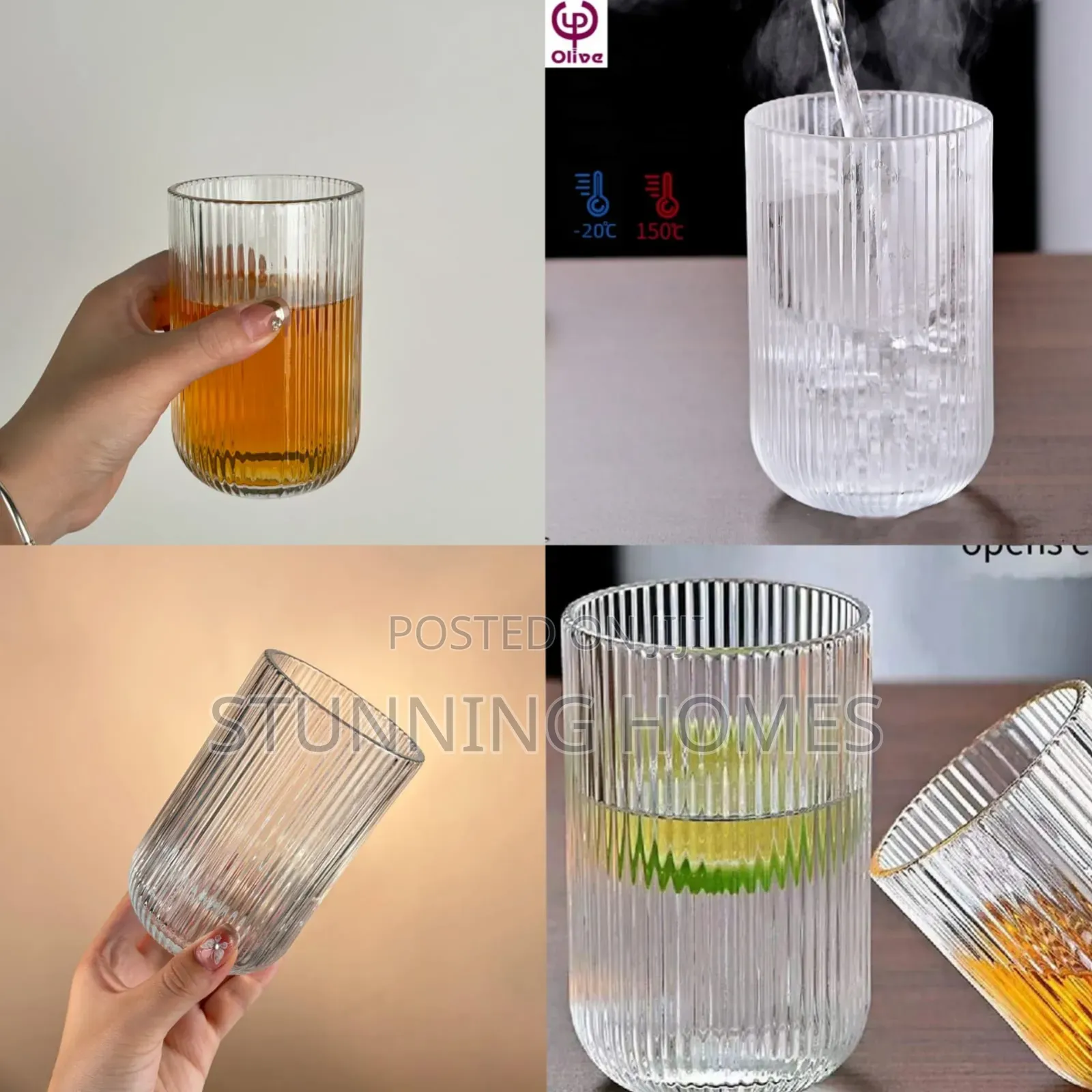 6pcs Ribbed Glasses