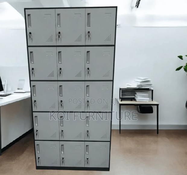 Office Cabinet; 15 Lockers Grey Staff and Employees Filing Cabinet - thumbnail 3