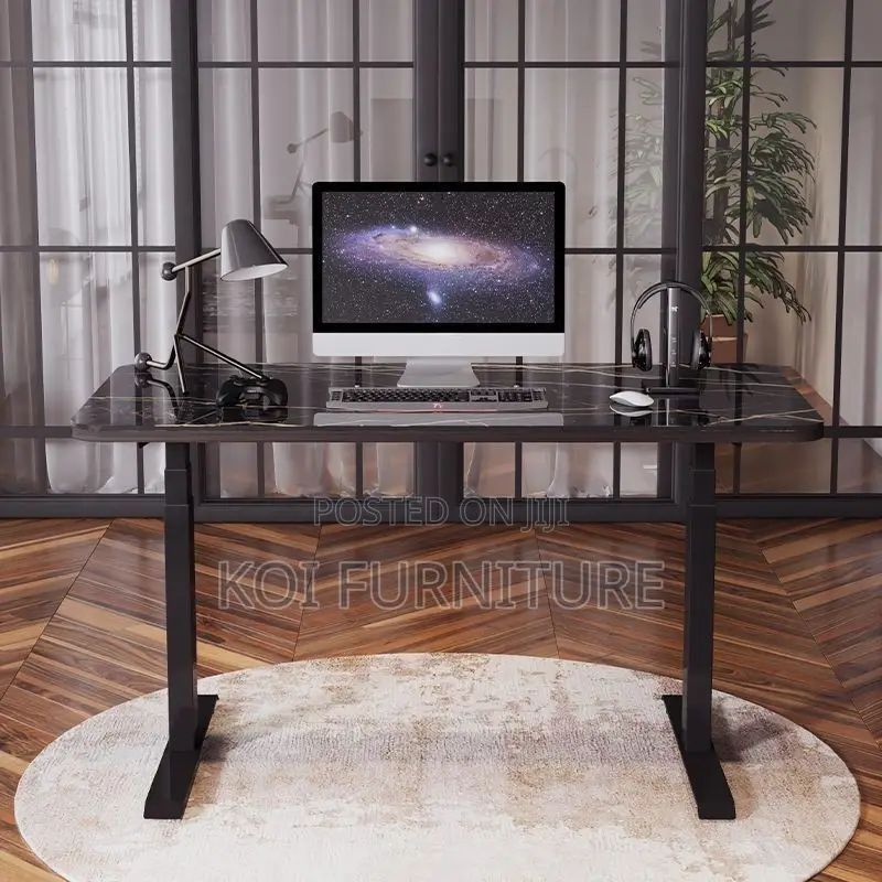 Office Desk; 1400mm Home Office Working Black Electric Desk