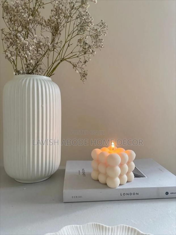 White Decorative Scented Bubble Candles - thumbnail 3
