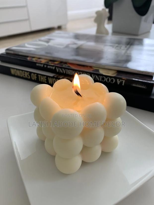 White Decorative Scented Bubble Candles - thumbnail 4