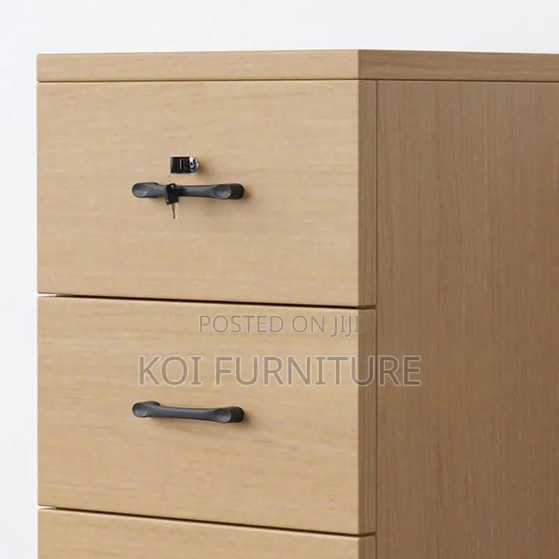 Office Cabinet; Wooden Pedestral Cabinet With Three Lockers