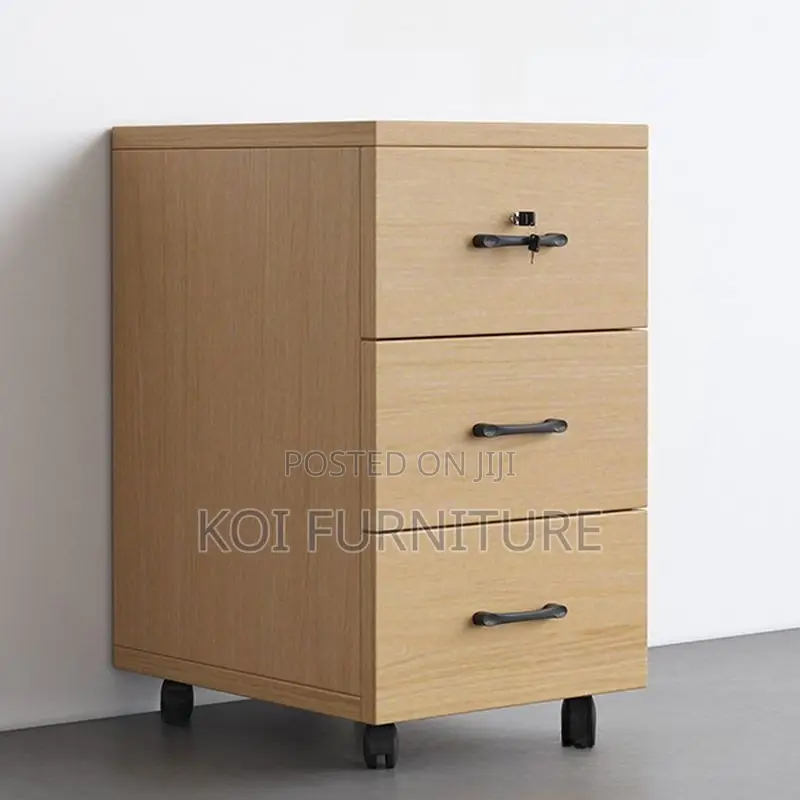 Office Cabinet; Wooden Pedestral Cabinet With Three Lockers