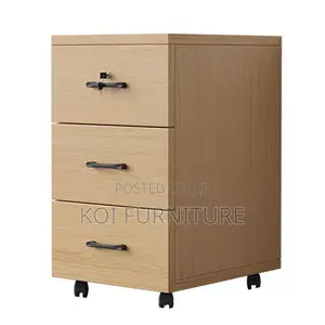 Office Cabinet; Wooden Pedestral Cabinet With Three Lockers