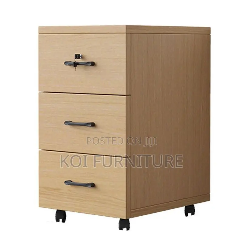 Office Cabinet; Wooden Pedestral Cabinet With Three Lockers