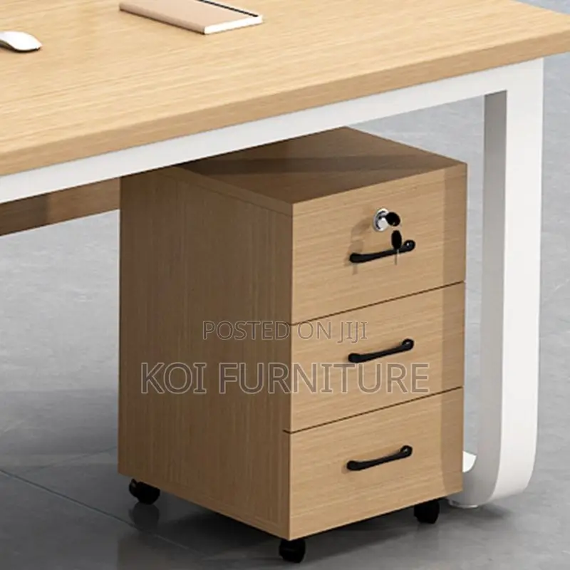 Office Cabinet; Wooden Pedestral Cabinet With Three Lockers