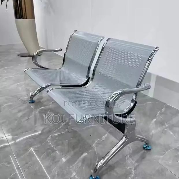 Office Bench; Two Seaters Metallic Reception Office Bench - main view