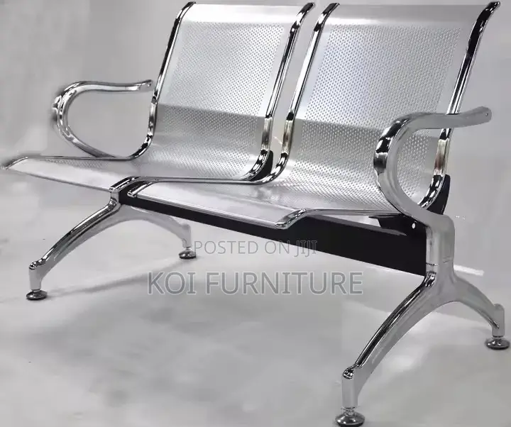 Office Bench; Two Seaters Metallic Reception Office Bench