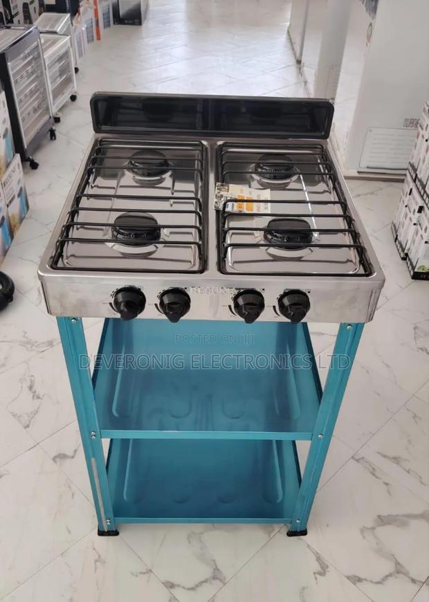 Rebune Four Burner Standing Gas Stove With Shelves