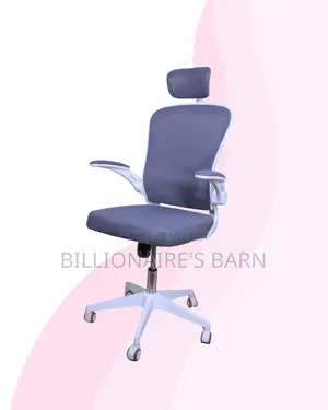 White Ergonomic Chair Flip Up Arms Adjustable Headrest Workspace