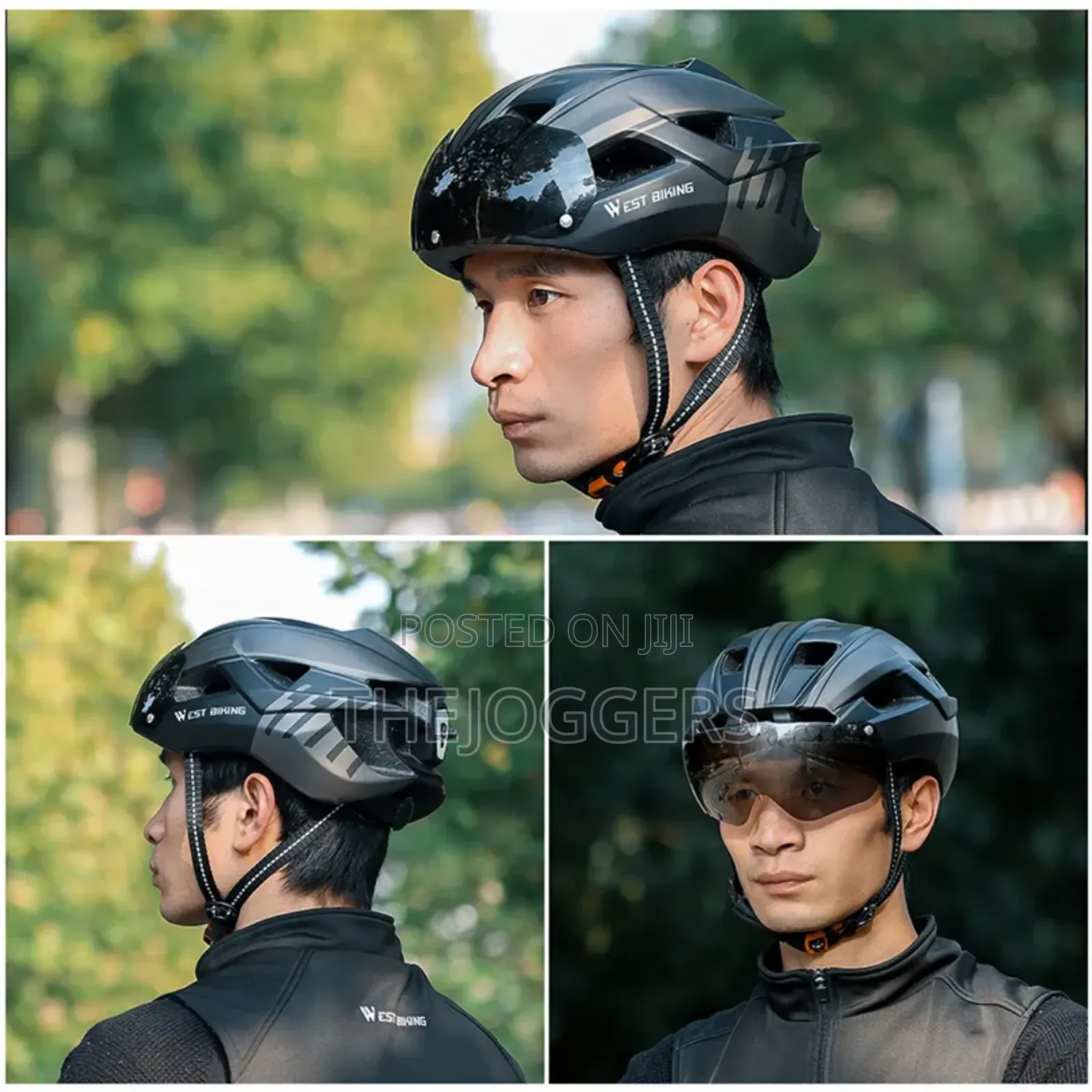 West Biking Bicycle Helmet With Taillight Goggles Sun Visor Lens