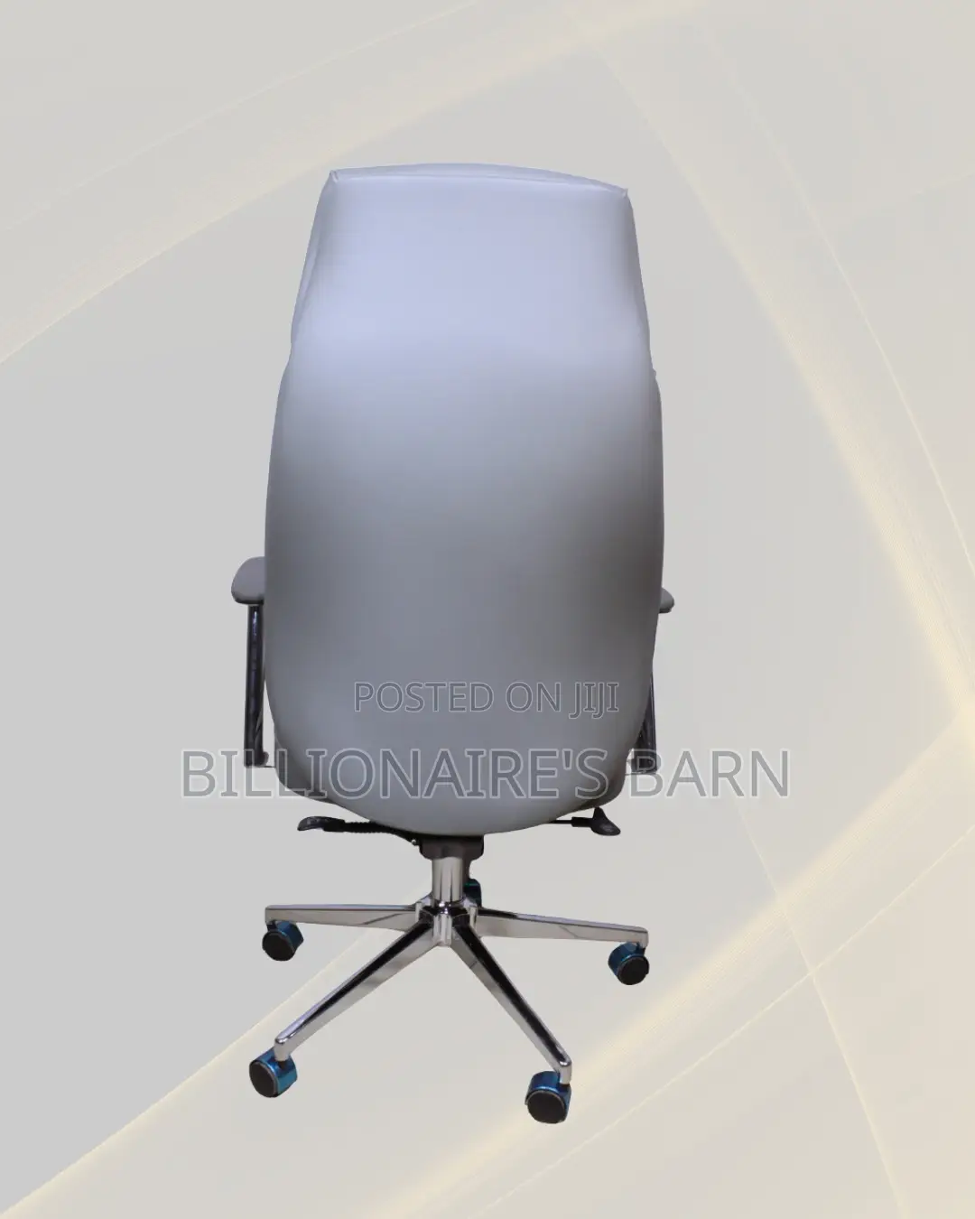 Grey Executive Leather Office Chair High Back Chrome Base Adjustable