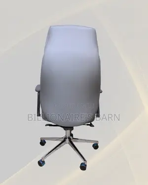 Grey Executive Leather Office Chair High Back Chrome Base Adjustable