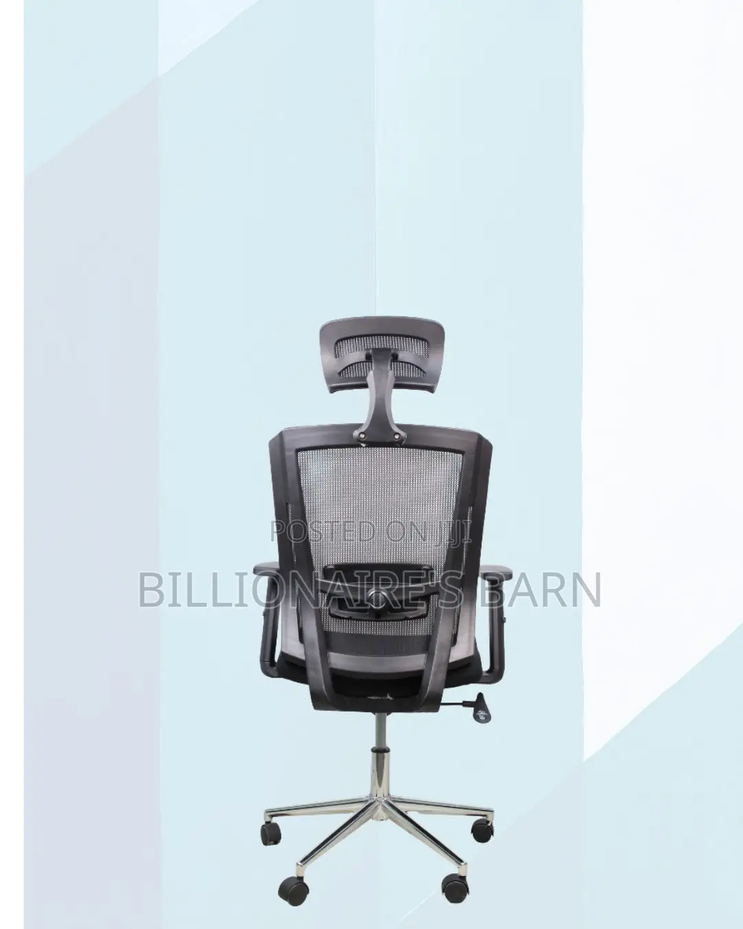 Black Mesh Office Chair Ergonomic Headrest With Chrome Base Workspace