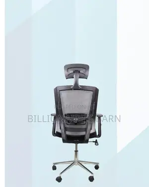 Black Mesh Office Chair Ergonomic Headrest With Chrome Base Workspace