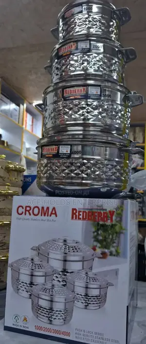 Croma Redberry Stainless Quality Food Container Hotpot - 4pcs