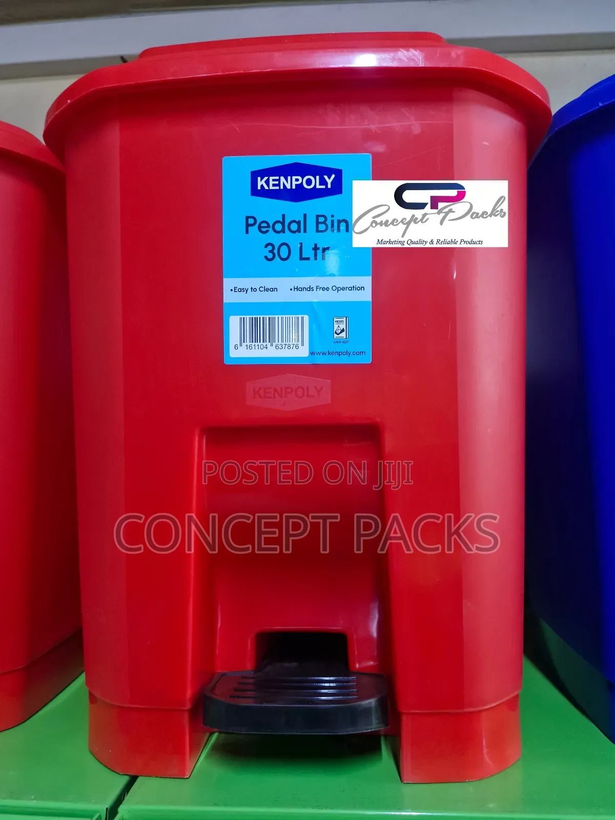 Red Plastic Pedal Bin 30litres.