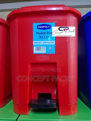 Red Plastic Pedal Bin 30litres.