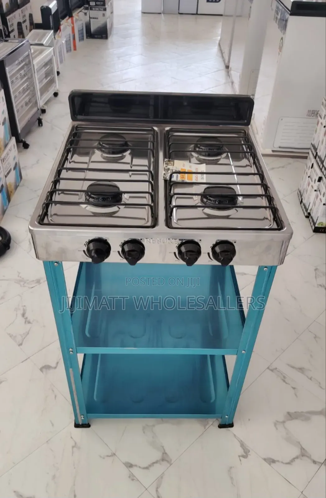 Rebune Four Burner Standing Gas Stove With Shelves