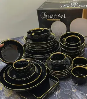 Quality Black-Gold Ceramic Dinner Sets - 32 Piecs