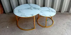 Marble Nesting Coffee Table (Glass Effect) White