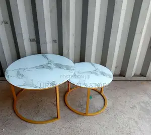 Marble Nesting Stylish Coffee Table (Glass Effect) White